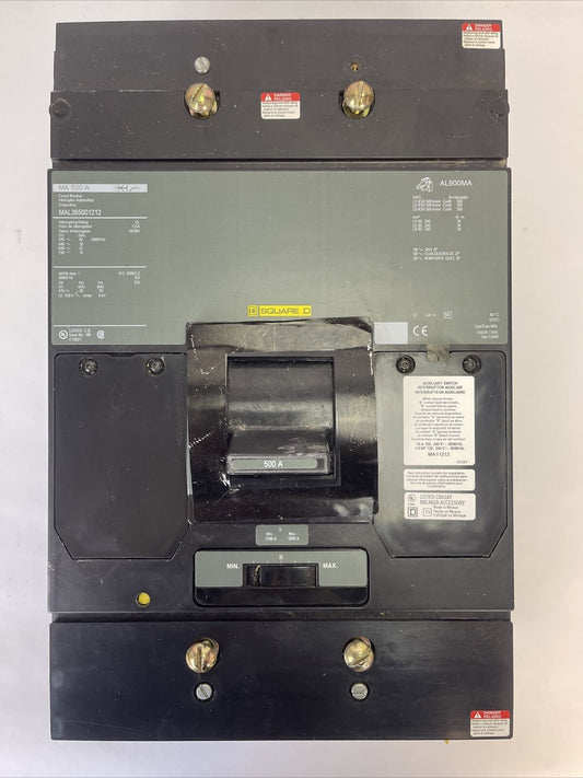 SQUARE D MAL365001212 CIRCUIT BREAKER 600VAC 250VDC 500A 3P MA11212 AUX SWITCH