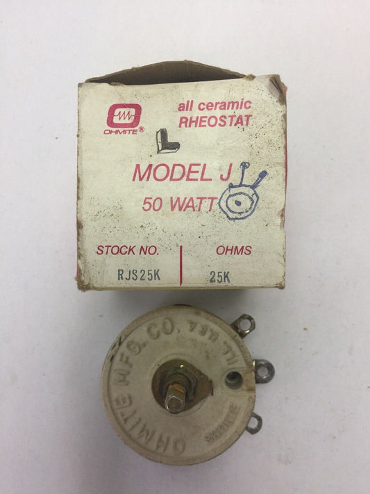 OHMITE RJS25K RHEOSTAT 50 WATT 25K OHM MODEL J