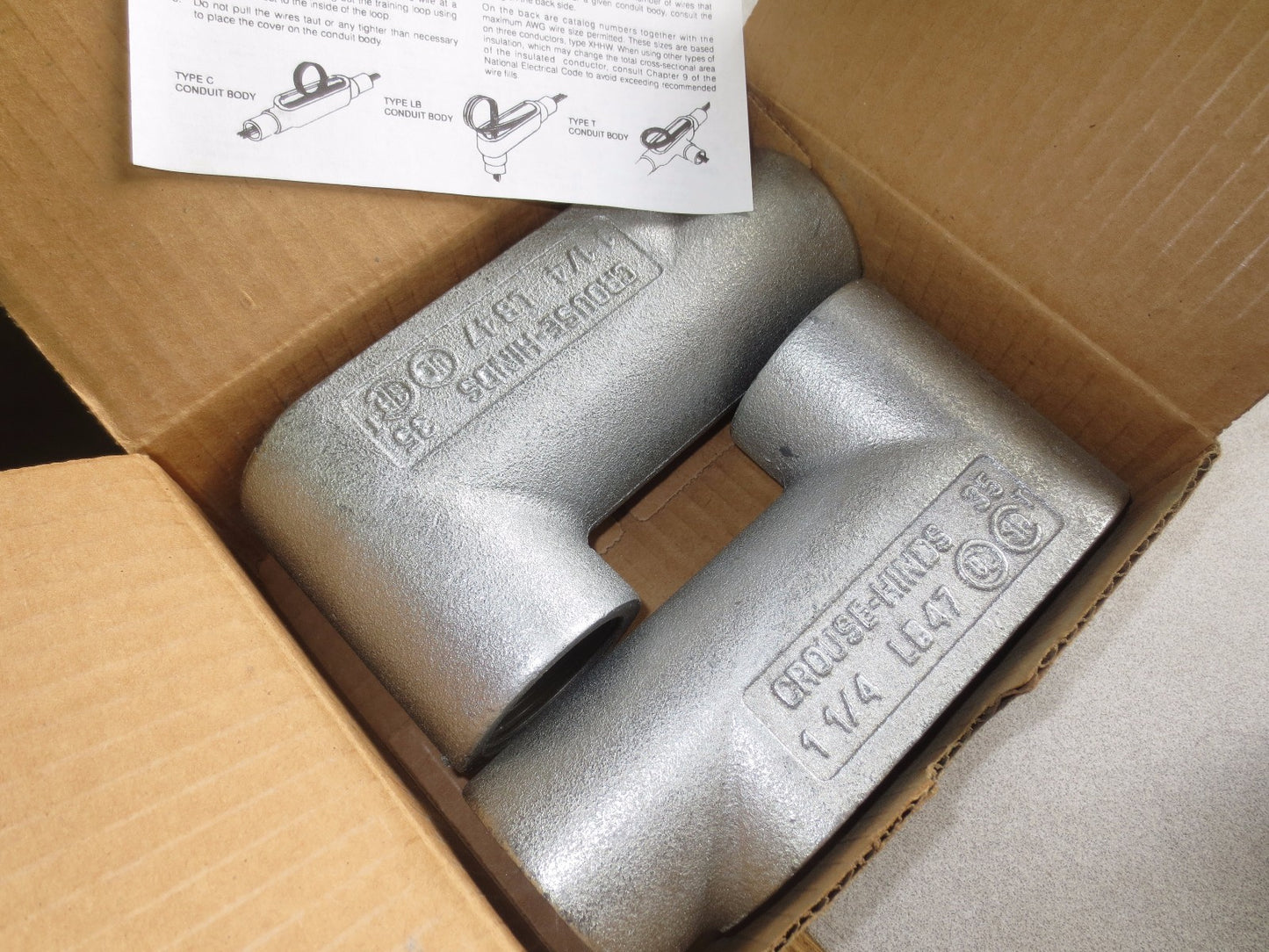 COOPER CROUSE-HINDS LB47 CONDULET CONDUIT OUTLET BOX 1-1/4 NEW SURPLUS, BOX of 2