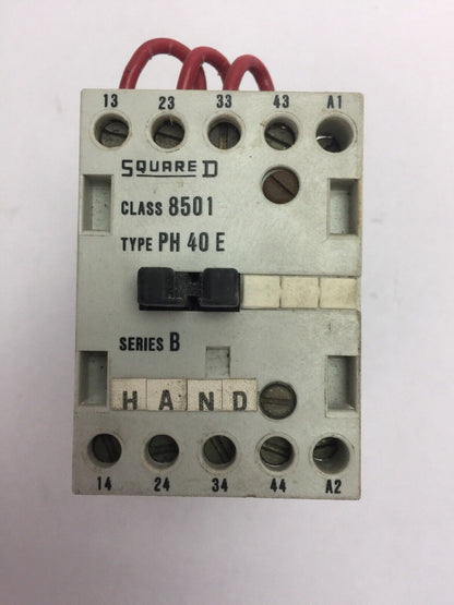 SQUARE D 8501 PH 40 E CONTACTOR 600VAC 16A COIL 110V 50HZ 120V 60HZ