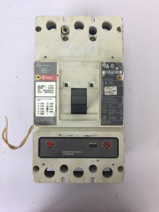 CUTLER HAMMER HM2P400X5WS10 MOTOR CIRCUIT PROTECTOR 400A 600 VAC 250 VDC 2 POLE
