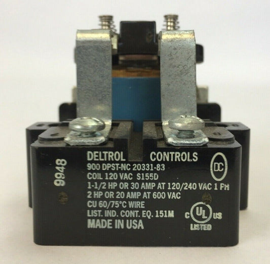 DELTROL CONTROLS 900 DPST-NC 20331-83 POWER RELAY COIL 120VAC