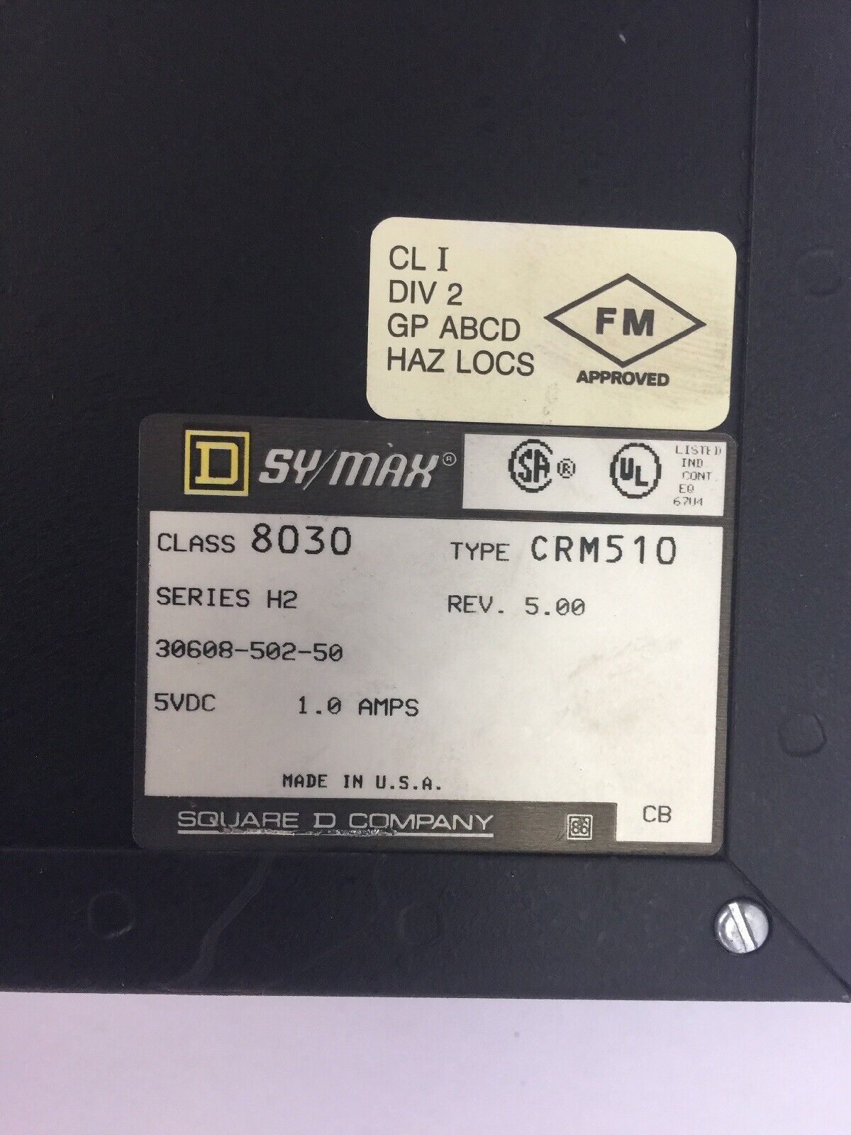 SQUARE D SY/MAX 8030 CRM510 NETWORK INTERFACE SER H2 REV 5.0 5VDC 1.0AMP