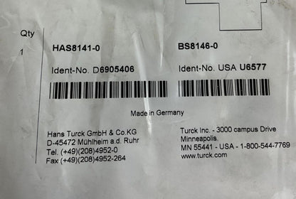 TURCK HAS8141-0 CIRCULAR CONNECTOR BS8146-0***LOTOF2***