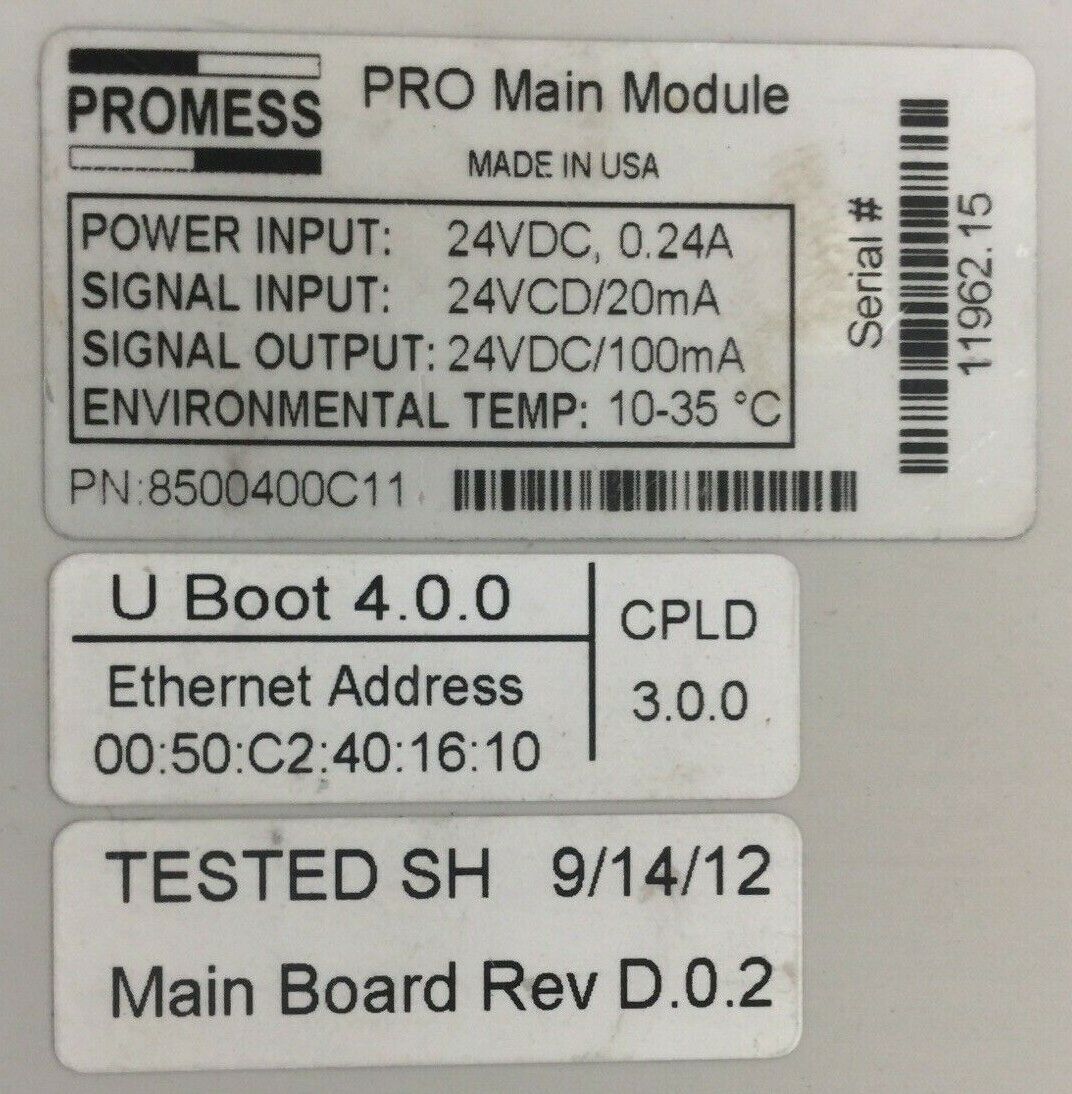 PROMESS 8500400C11 PRO MAIN MODULE 24VDC MAIN BOARD REV D.0.2