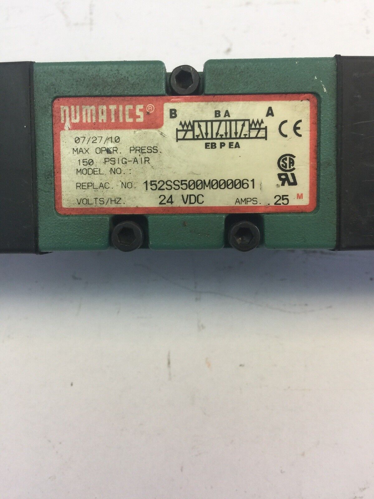 NUMATICS 225-372 SOLENOID VALVE 24VDC 6.0W