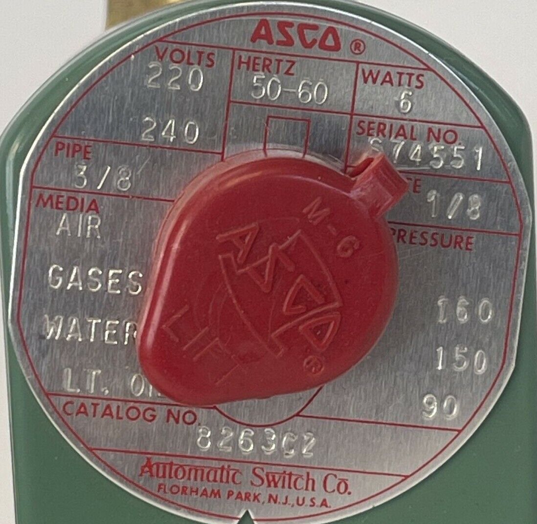 ASCO 8263C2 SOLENOID VALVE 220/240V 50/60HZ 6WATTS