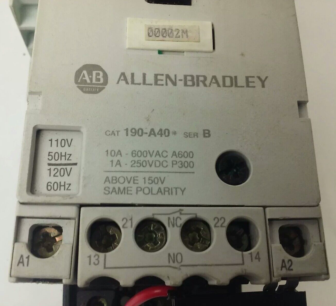 ALLEN-BRADLEY STARTER 190-MN, 190-P160, 190-A40, 190-A11, 199-FSMA1, 120V COIL