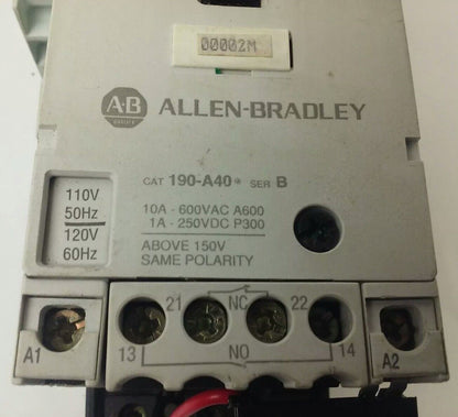 ALLEN-BRADLEY STARTER 190-MN, 190-P160, 190-A40, 190-A11, 199-FSMA1, 120V COIL