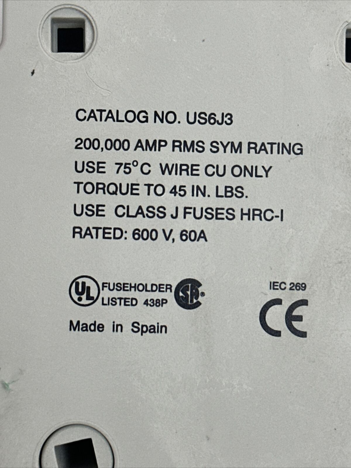 GOULD ULTRA SAFE US6J3 FUSE HOLDER 600V 60A