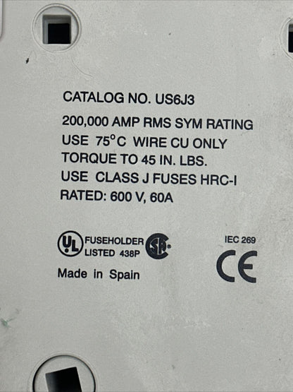 GOULD ULTRA SAFE US6J3 FUSE HOLDER 600V 60A
