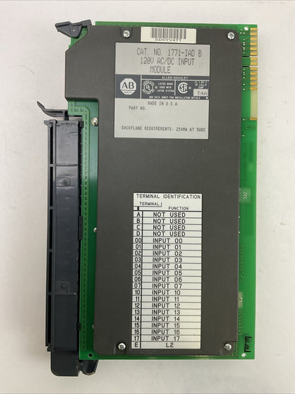 ALLEN BRADLEY 1771-IAD B 120V AC/DC INPUT MODULE