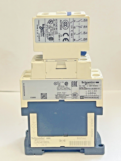 SCHNEIDER ELECTRIC - CAD32BD -24VDC CONTACTOR & LADN31LA1DN31 - CONTACT BLOCK