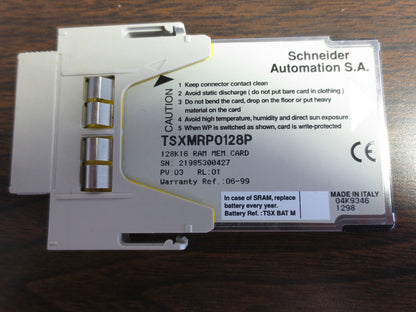 SCHNEIDER AUTOMATION TSXMRP0128P 128K16 RAM MEMORY CARD