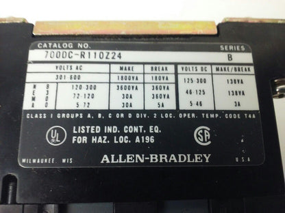 ALLEN BRADLEY, 700DC-R110Z24 SER.B, 2P, 1N.O.-1N.C., 24V DC COIL, MISSING PARTS