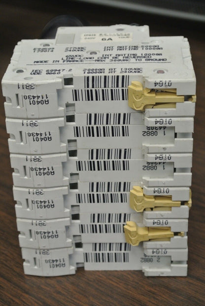 LOT of 6 / MERLIN GERIN / SCHNEIDER 24430 CIRCUIT BREAKERS / 240V, 10kA / 6A