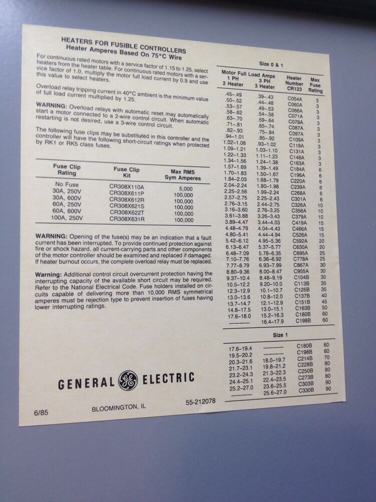 GE 300- LINE CONTROL SIZE ONE COMBINATION STARTER CR308