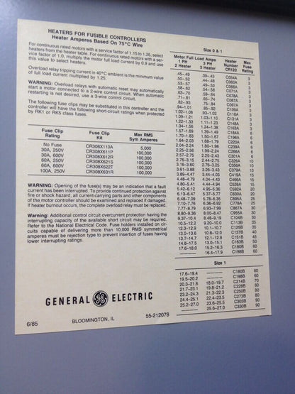 GE 300- LINE CONTROL SIZE ONE COMBINATION STARTER CR308