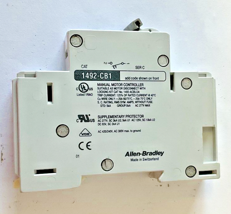 ALLEN BRADLEY 1492-CB1G100 CIRCUIT BREAKER 10A 2HP SER.C ***LOTOF4***