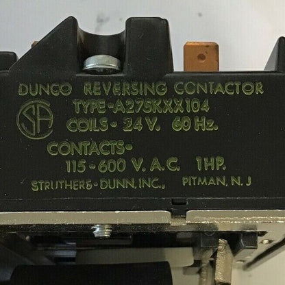 STRUTHERS-DUNN 275KXX104 REVERSING RELAY 24V 60HZ 115-600VAC 1HP