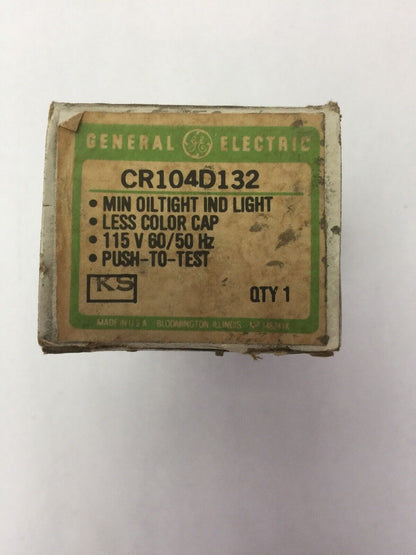GE CR104D132 MIN OILTIGHT IND LIGHT LESS COLR CAP 115V 60/50HZ PUST TO TEST