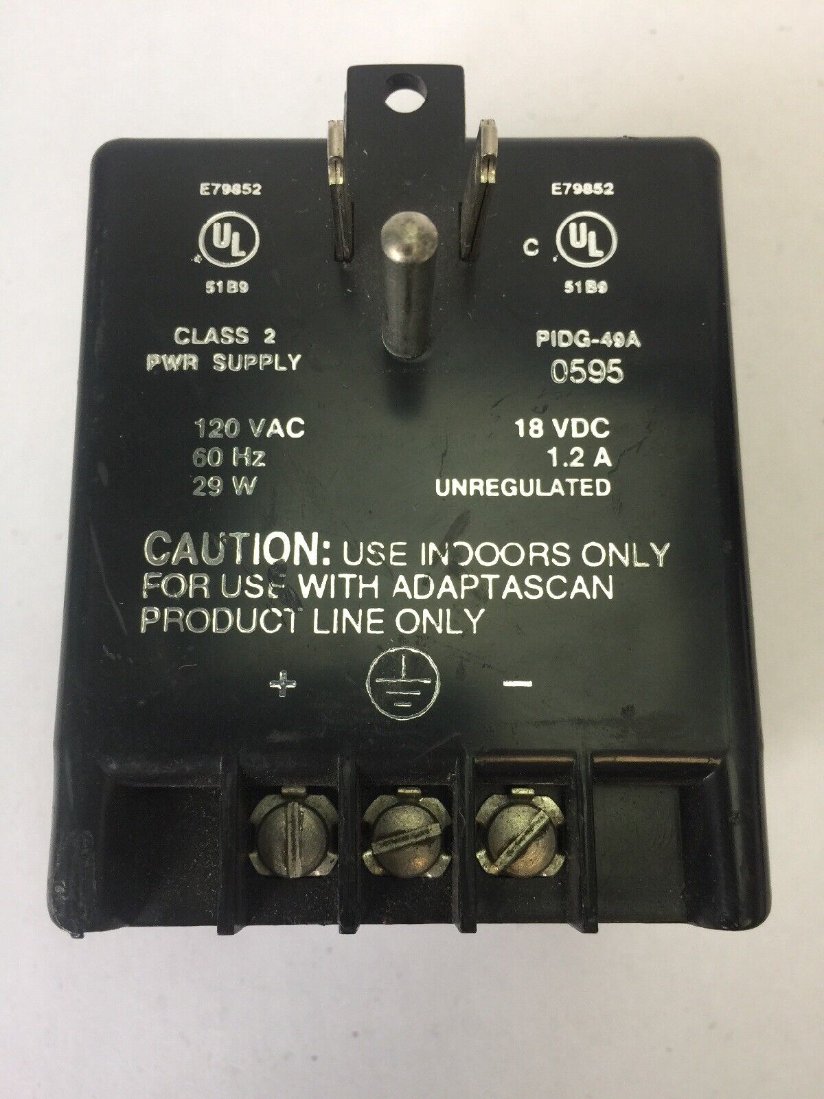 ALLEN BRADLEY 2755-PW46 ADAPTSCAN WALLMOUNT SUPPLY 120VAC 29W 18VDC 1.2A CLASS 2