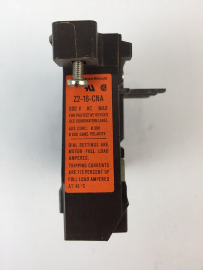 KLOCKNER MOELLER Z2-16-CNA BIMETAL RELAY 600VAC 10-16AMP