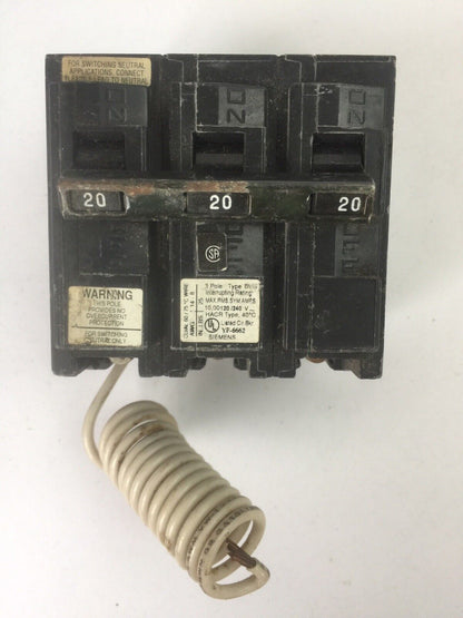 SIEMENS BG320 CIRCUIT BREAKER 3POLE 20AMP 120/240VAC