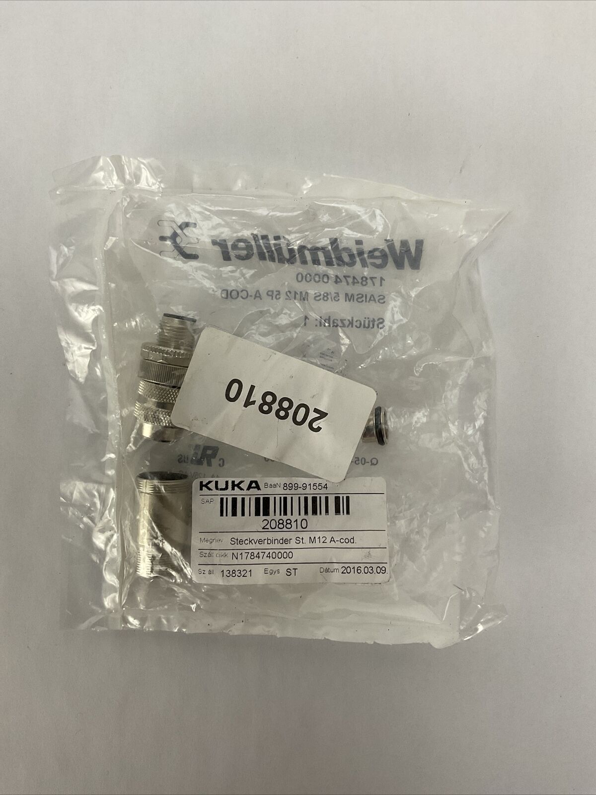 WEIDMULLER 1784740000 SAISM 5/8S M12 5P A-COD CONNECTOR 125VAC 4A