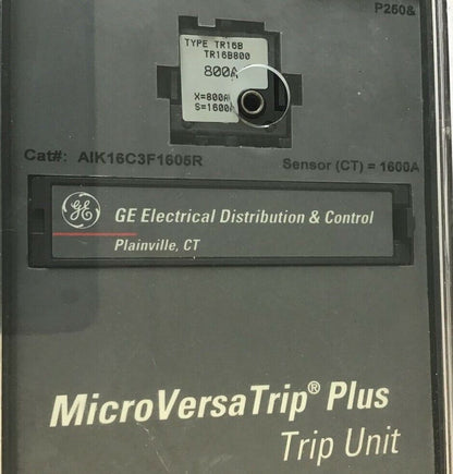 GENERAL ELECTRIC AIK16C3F1605R TRIP UNIT W/TR16B800 800A MICROVERSATRIP