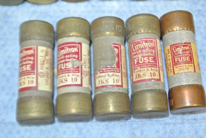 LOT of 23 / BUSSMANN JKS3, JKS4, JKS10, JKS12, JKS15, JKS20 QUICK-ACTING FUSES