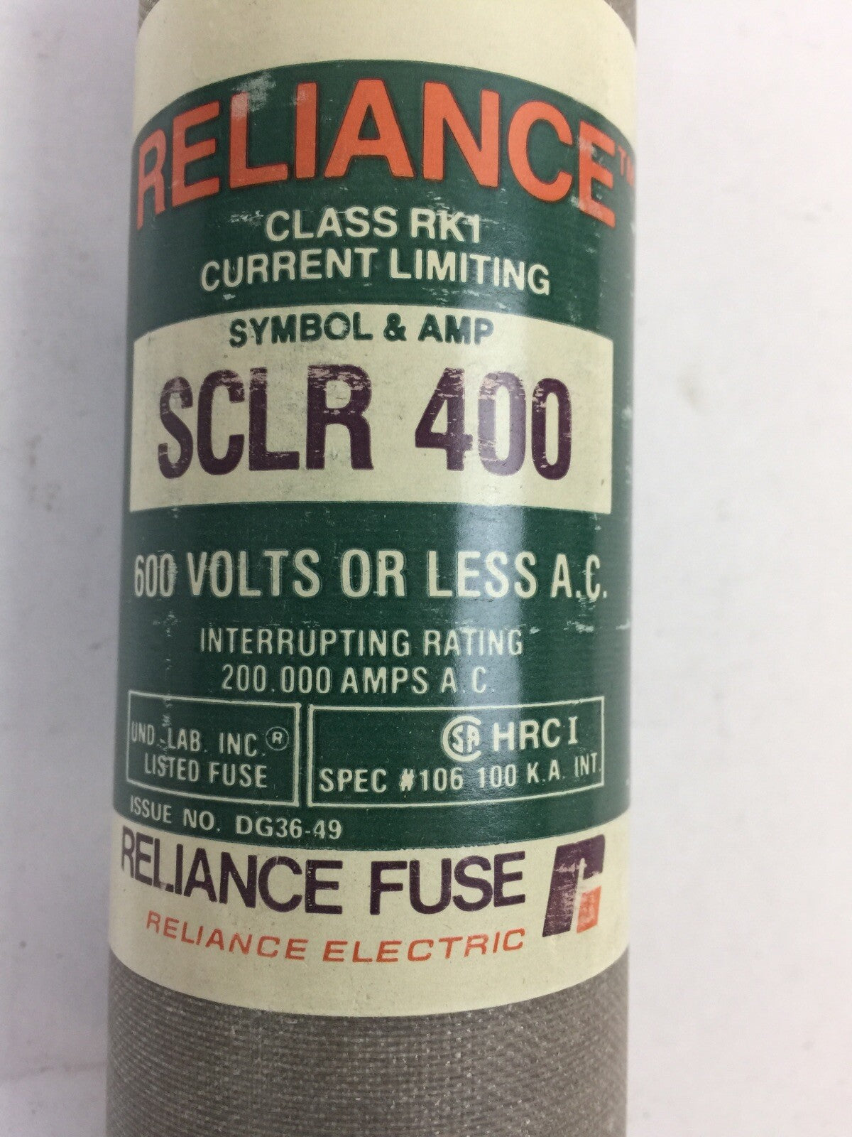 RELIANCE SCLR 400 CLASS RK1 CURRENT LIMITING FUSE 400AMP 600VAC
