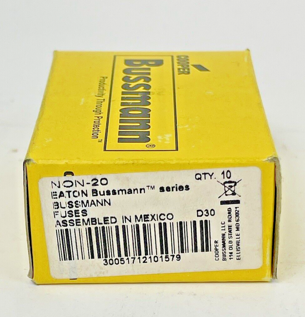 BUSSMANN EATON - BOX OF 10 - NON-20 - 20A 250V AC, K5, 2" FUSE - Cylindric