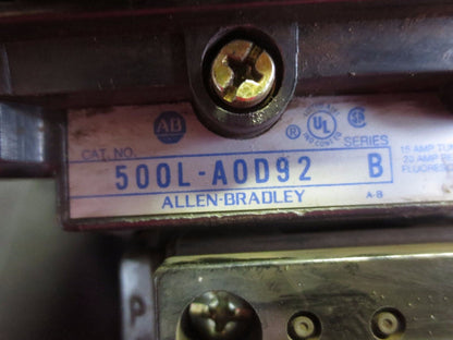 ALLEN-BRADLEY 500L-AOD92, Ser. B LIGHTING CONTACTOR w/ CB236 COIL