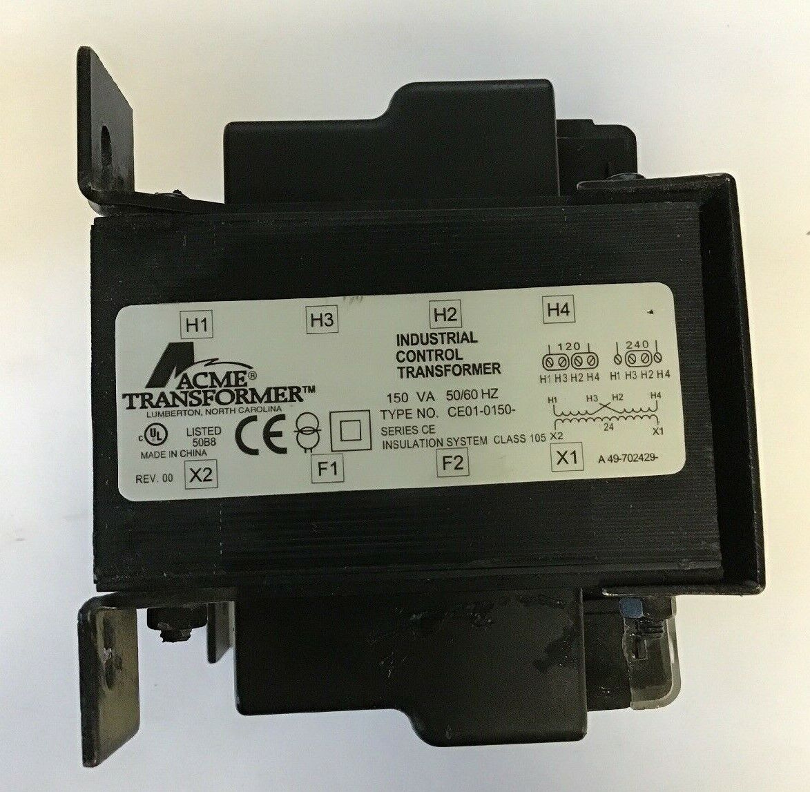 ACME TRANSFORMER CE01-0150 150VA 50/60HZ SER.CE REV.00 INDUSTRIAL CONTROL TRANS.