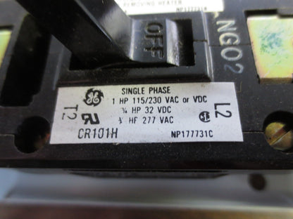 GENERAL ELECTRIC CR101H1 MANUAL STARTER 1HP 1-PHASE, 115/230V, NO ENCL. COVER