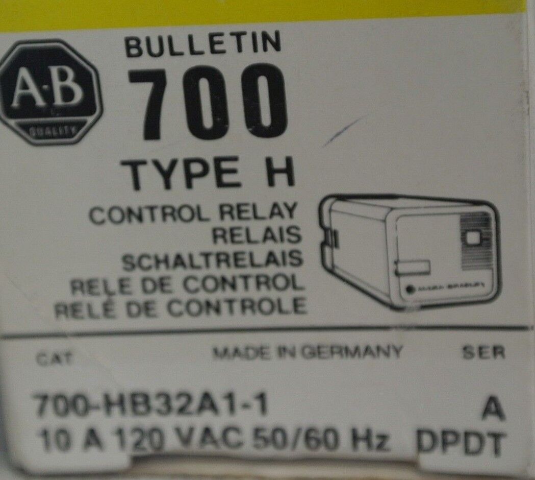 ALLEN-BRADLEY 700-HB32A1-1 Ser. A / TYPE H CONTROL RELAY / 10A / NEW SURPLUS