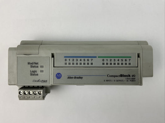 ALLEN BRADLEY 1791D-8B8P I/O MODULE SER D REV B01 FIRMWARE REV 3.002 11-25VDC