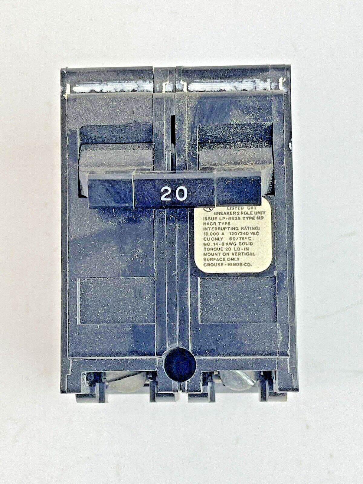 CROUSE-HINDS *BOX OF 5* - MP220 - 2 POLE, 20 A, 240 VAC CIRCUIT BREAKER