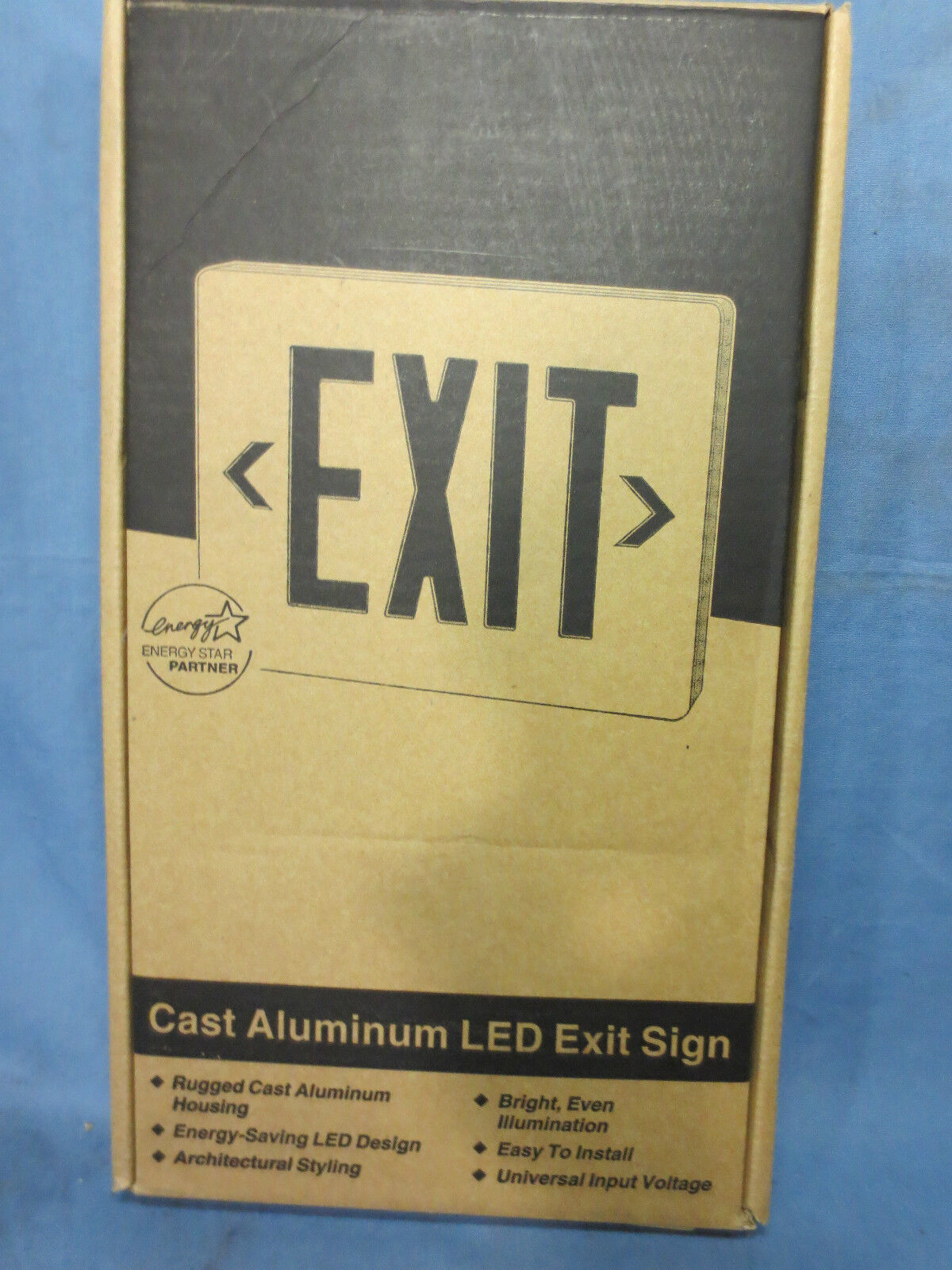 PRESCOLITE GC1REB GC SERIES CAST ALUMINUM LED EXIT SIGN - RED LETTERS on BLACK