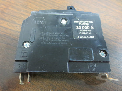 SQUARE D QOB120 20A 22kA 120/240V CIRCUIT BREAKER