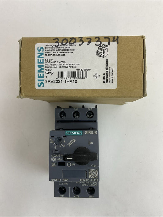 SIEMENS 3RV2021-1HA10 CIRCUIT BREAKER 5,5-8A