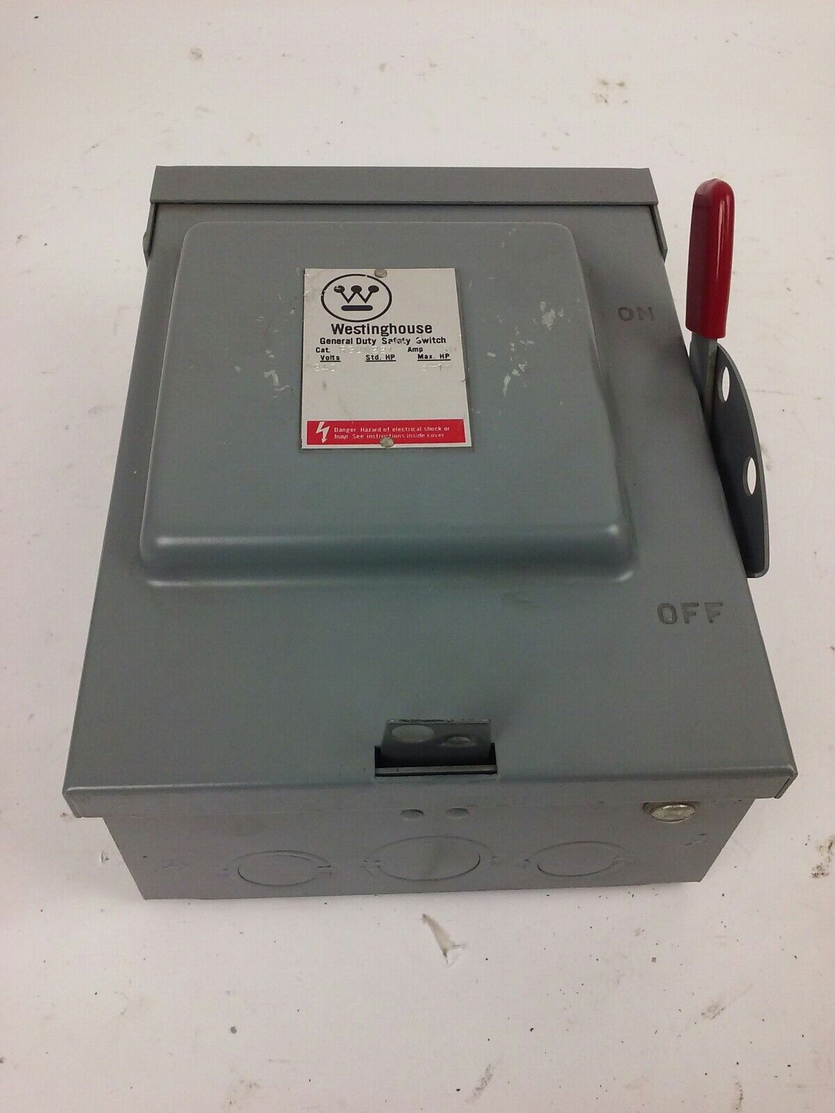 WESTINGHOUSE RGUN221 SAFETY SWITCH, 30A, 240V, 2P, NON FUSE, TYPE 3R RAINPROOF