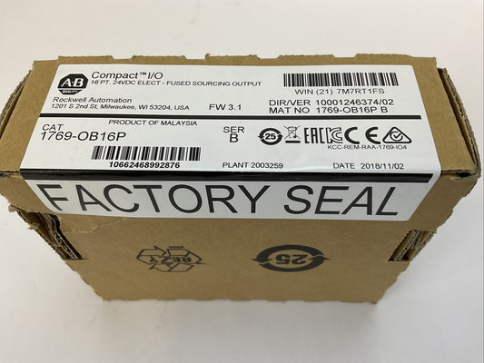 ALLEN BRADLEY 1769-OB16P SER B FW 3.1 DIR/VER 10001246374/02 16PT 24VDC ELECT