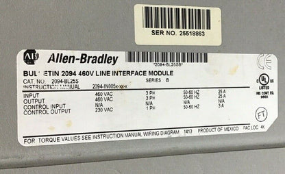 ALLEN BRADLEY 2094-BL25S LINE INTERFACE MODULE SER.B 460VAC 3PH  50-60HZ 25A