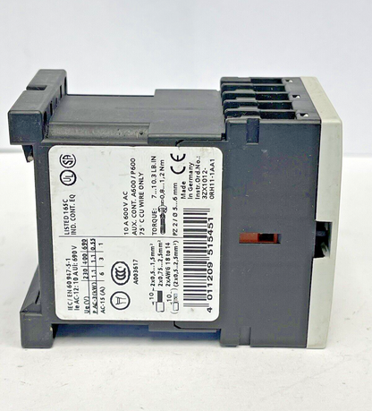 SIEMENS - 3RH1122-1WB40 - AUXILIARY CONTACT - 10 AMP, 600 VAC