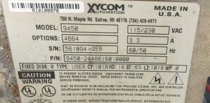 XYCOM 9450 AUTOMATION INTERFACE SCREEN MONITOR 115/230VAC 3.3A OPTION 4664