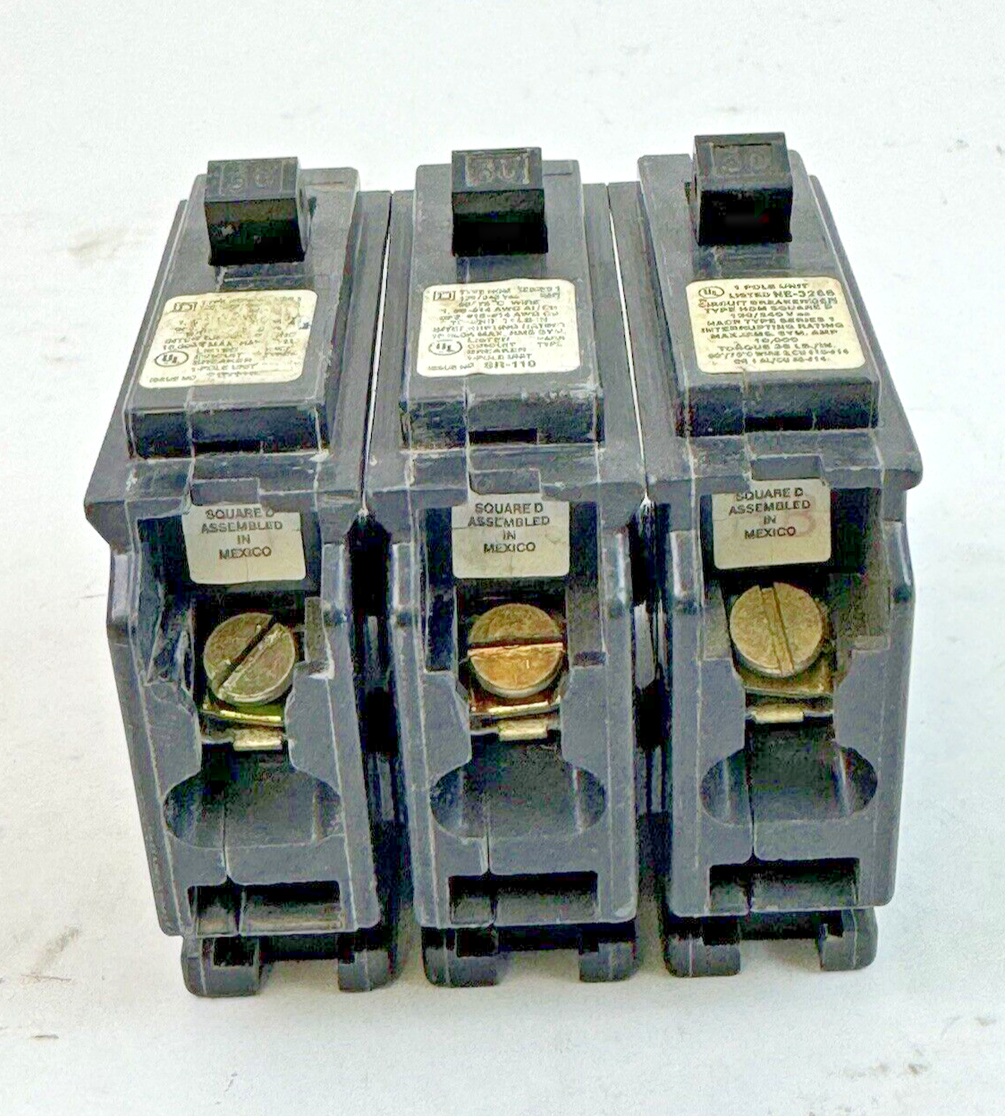 SQUARE D **LOT OF 3** HOM130 - CIRCUIT BREAKERS - 1 POLE/ 30 A/ 240 VAC