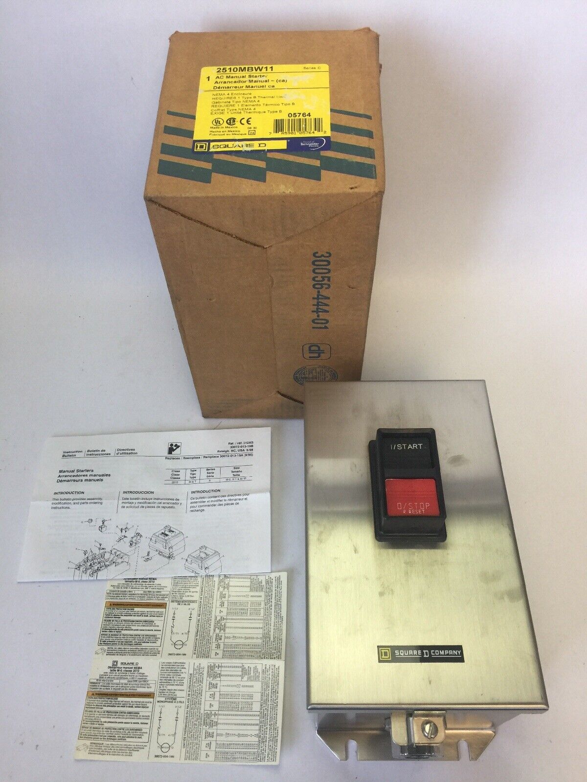 SQUARE D 2510MBW11 AC MANUAL STARTER SERIES C NEMA 4 ENCLOSURE