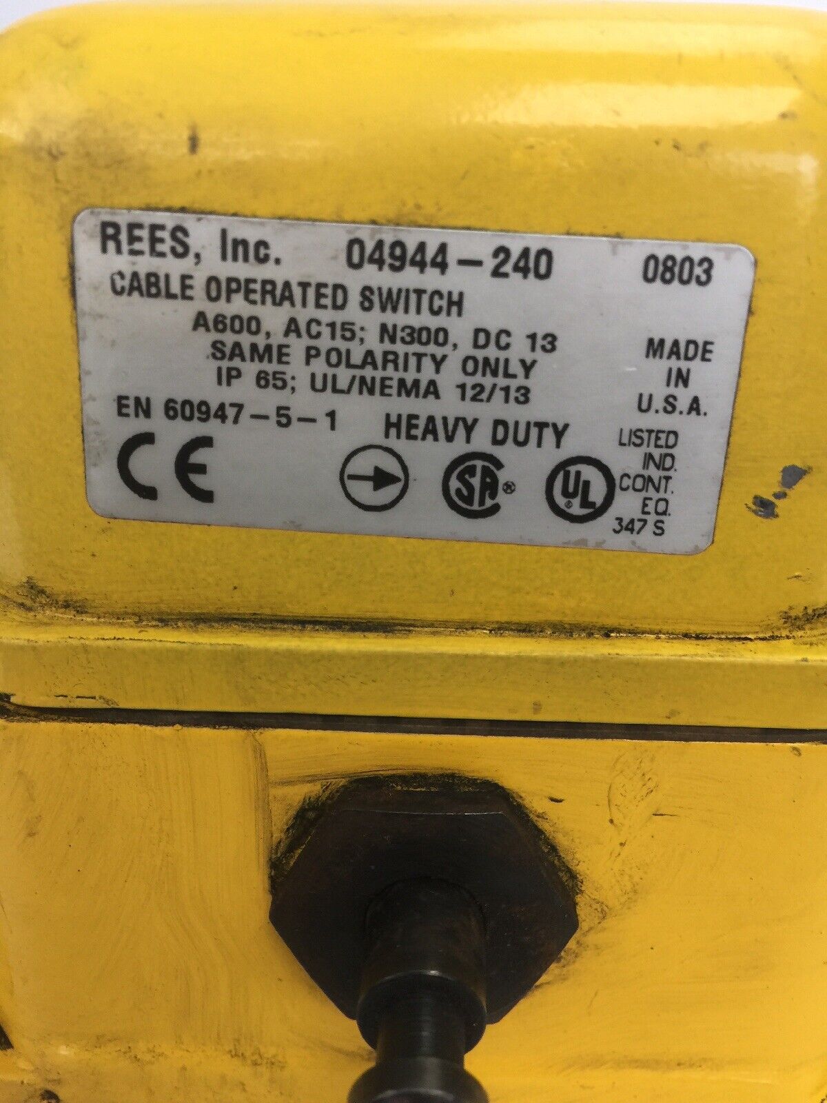 REES 04944-240 CABLE OPERATED SWITCH A600,AC15,N300,DC 13